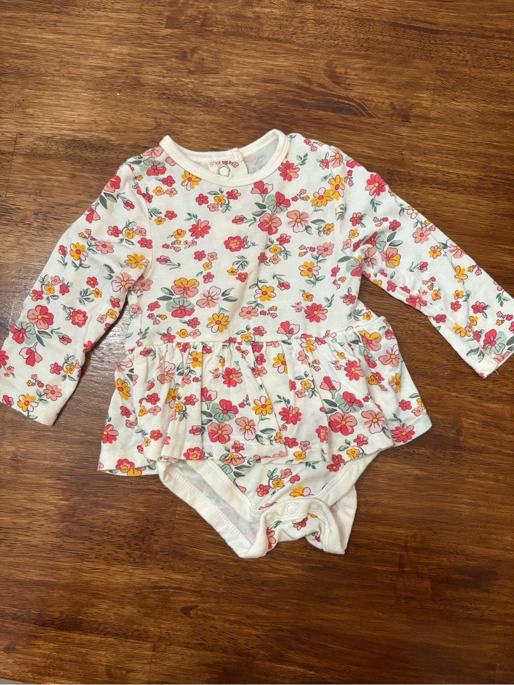 Little Me Floral Cream Skirted Bodysuit
